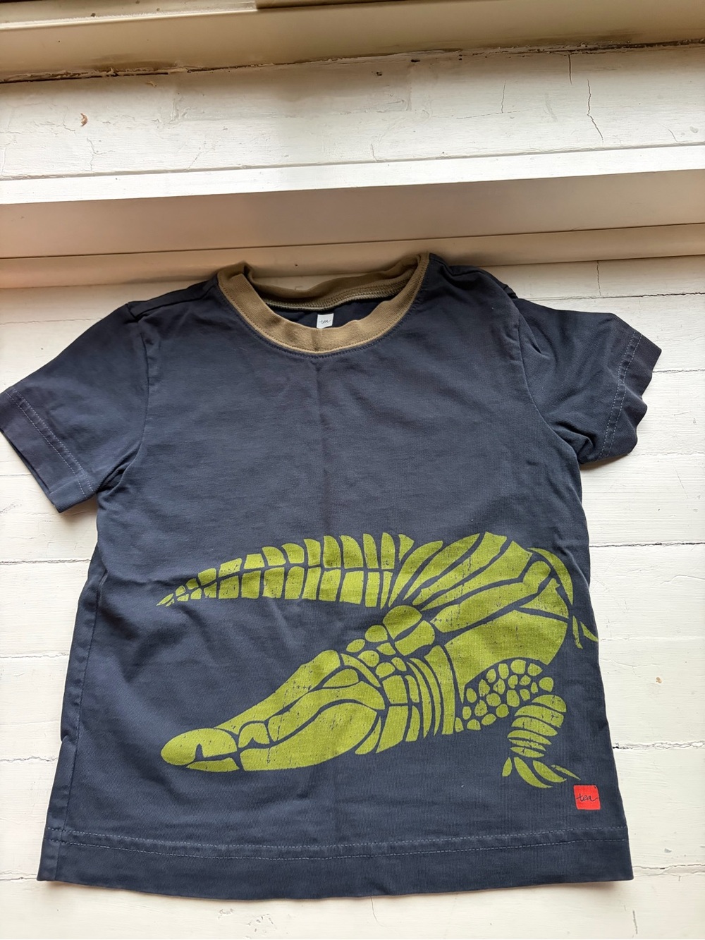 Tea Collection Navy Tee with Tan Trim